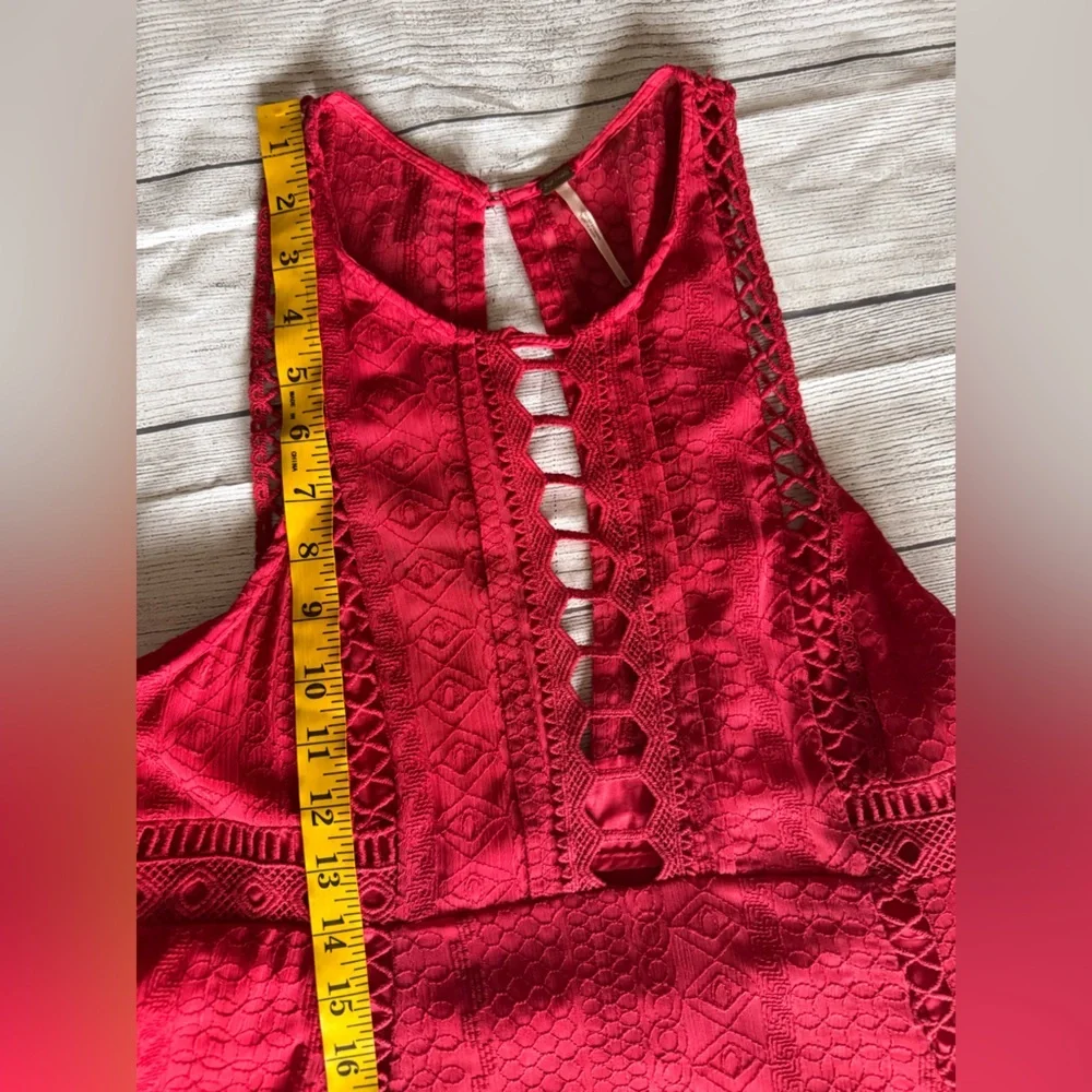 Free People Red Lace Cutout Fit & Flare Dress Size 10 Boho